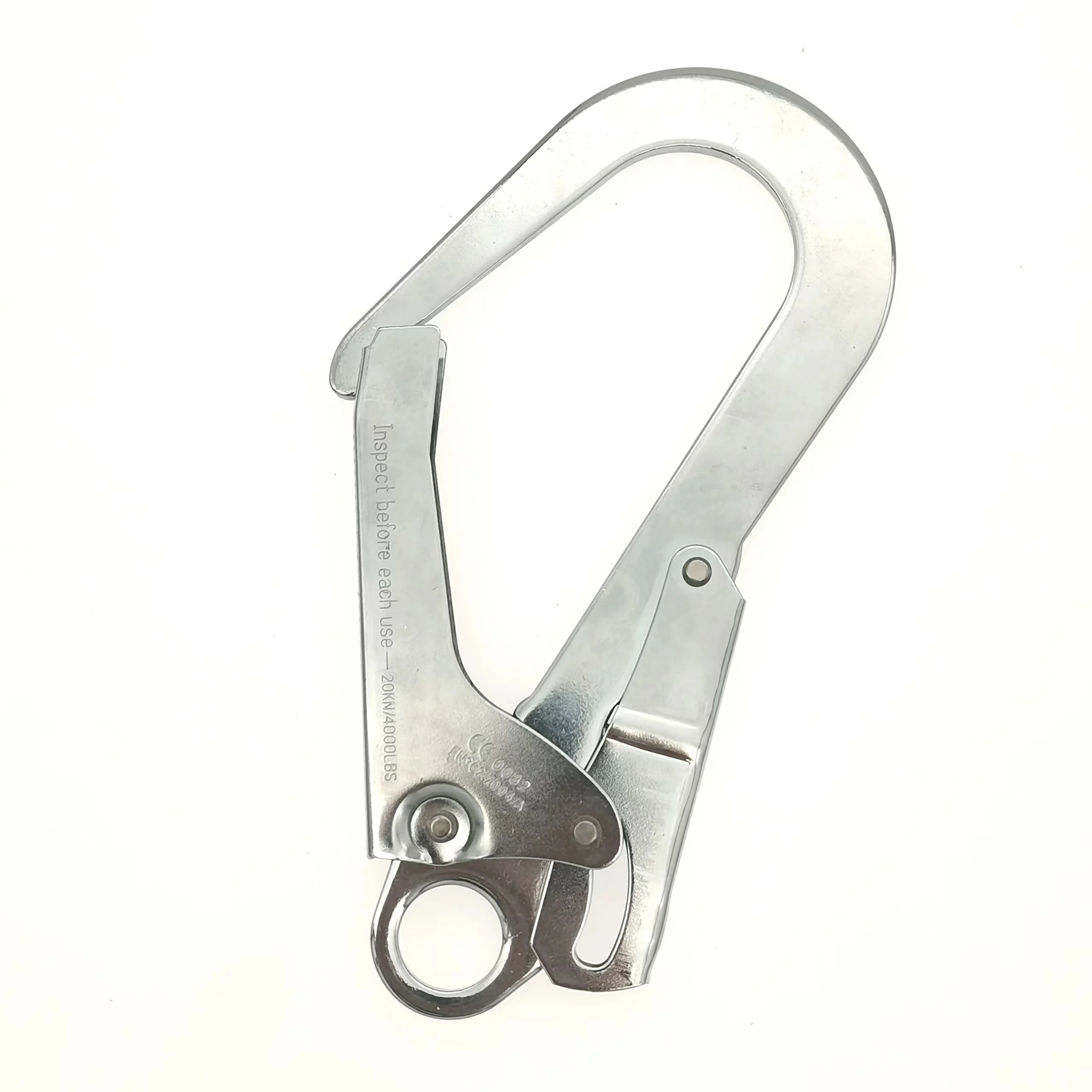 safety harness componernts forged heat treat wholesale industry carabiner  55/60/63/70/85/110 mm mouth size scaffolding  hook