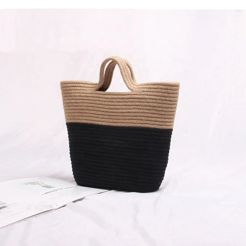 
BOOMBM Ladies Jute Recycled Material Beach Bags 2021 Women Summer Tote Bags Handbag Jute Travel Bag Straw Beach For Summer 
