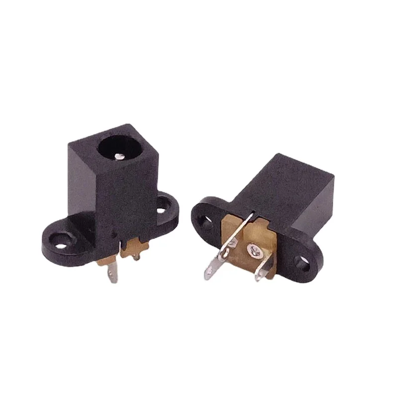 DC-008  3-pin vertical DIP DC power jack with fixed ears 3.5*1.3mm female dc jack socket connector