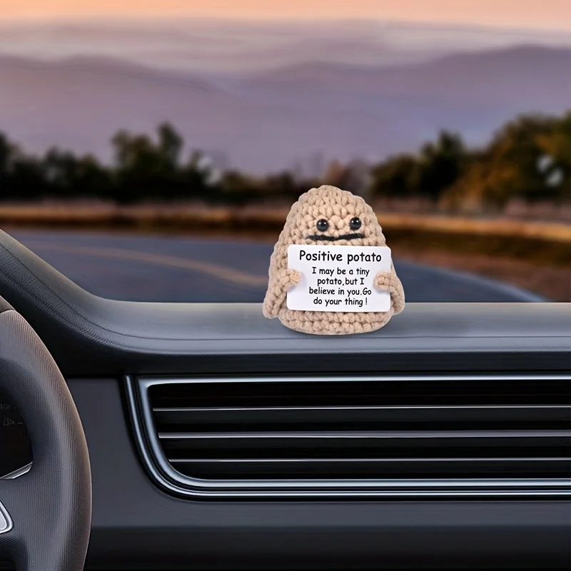 cute 2023 gifts crochet pendant for bags handmade positive potato with custom letters creative car decoration dashboard