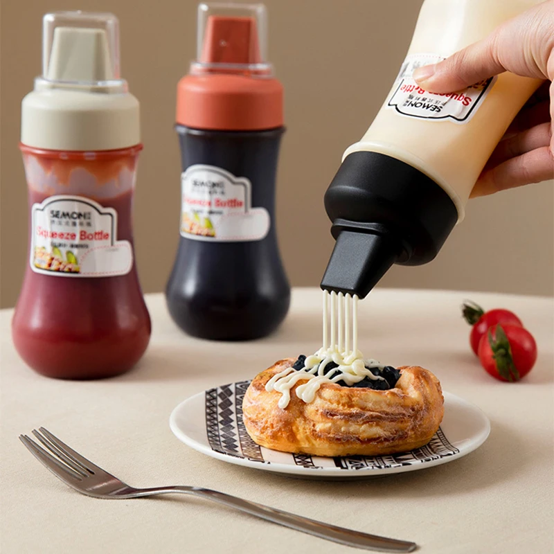 5 Hole Squeeze Ketchup Bottles With Nozzles Plastic sauce Bottles Kitchen Accessories