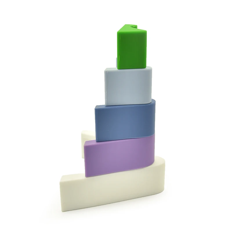  Custom Color baby development toys Mountain silicone stack toy stacking rings wholesale