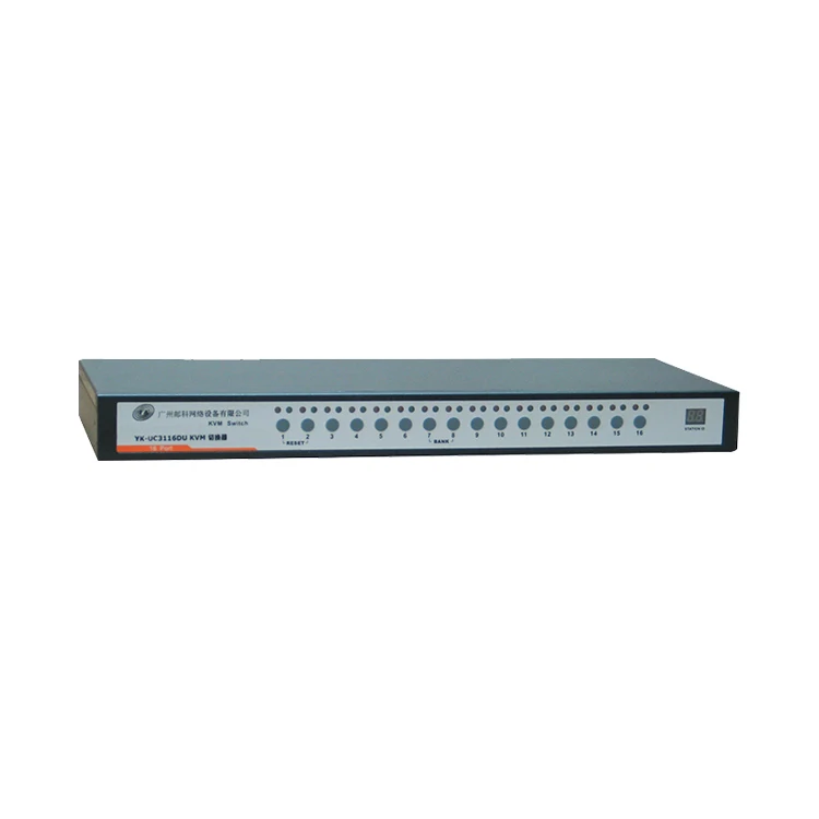 16 Port KVM VGA Switch LCD Monitors, 1080P LCD KVM Console Integrated 16 KVM Cables