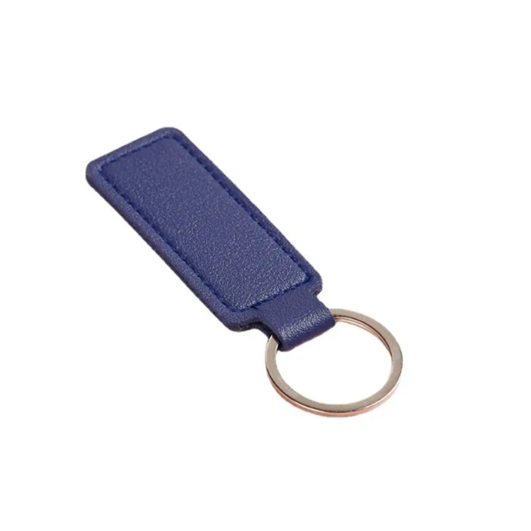Custom OEM Logo Luxury Pu Leather Keychain Mini Rectangle Personalized Keyring Key Chain for Promotion Gift