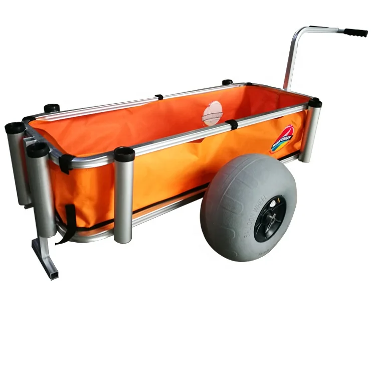 Hot sale load-bearing outstanding beach cart orange aluminum  fishing cart beach trolley