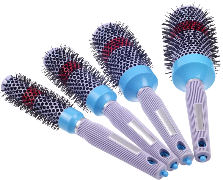 Women Hair Styling Tools Heat Resistant Boar Bristle Round Ceramic Barrel Hair Brush