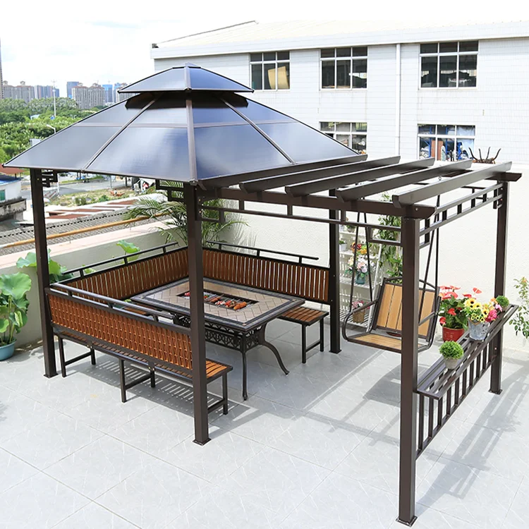 Hot sale shade summer indoor family cast iron classic black pavilion furniture