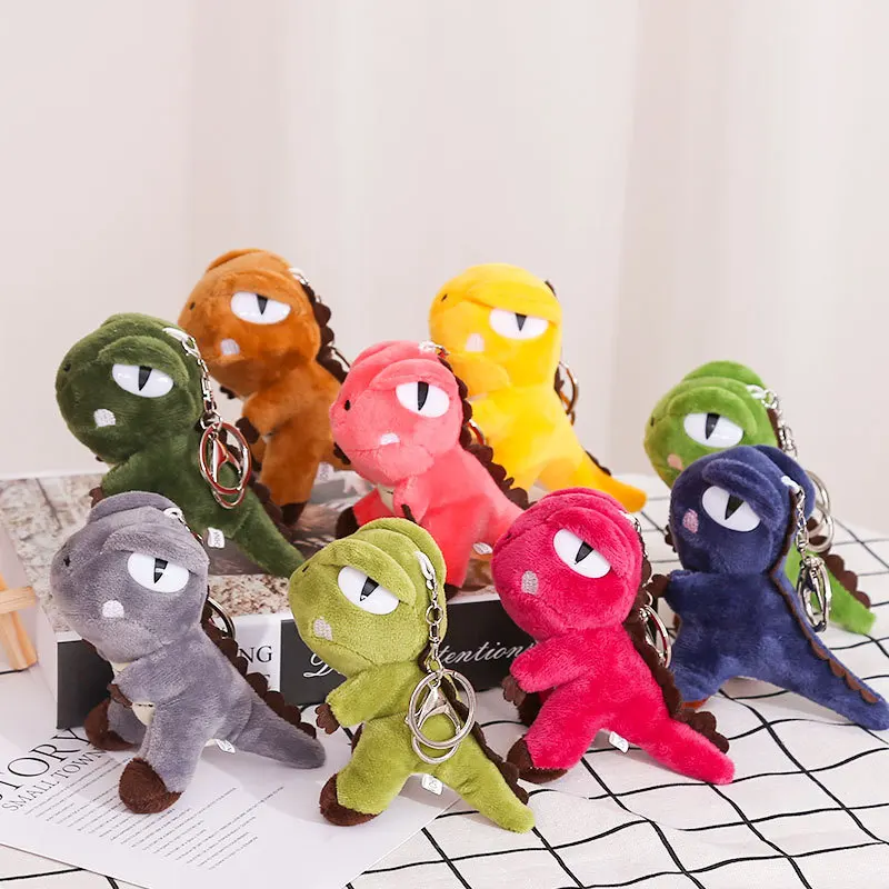 M290 Ins Cute Wang Chenyi The same small dinosaur key chain pendant doll 4-inch T-Rex buck tooth plush toy keychain