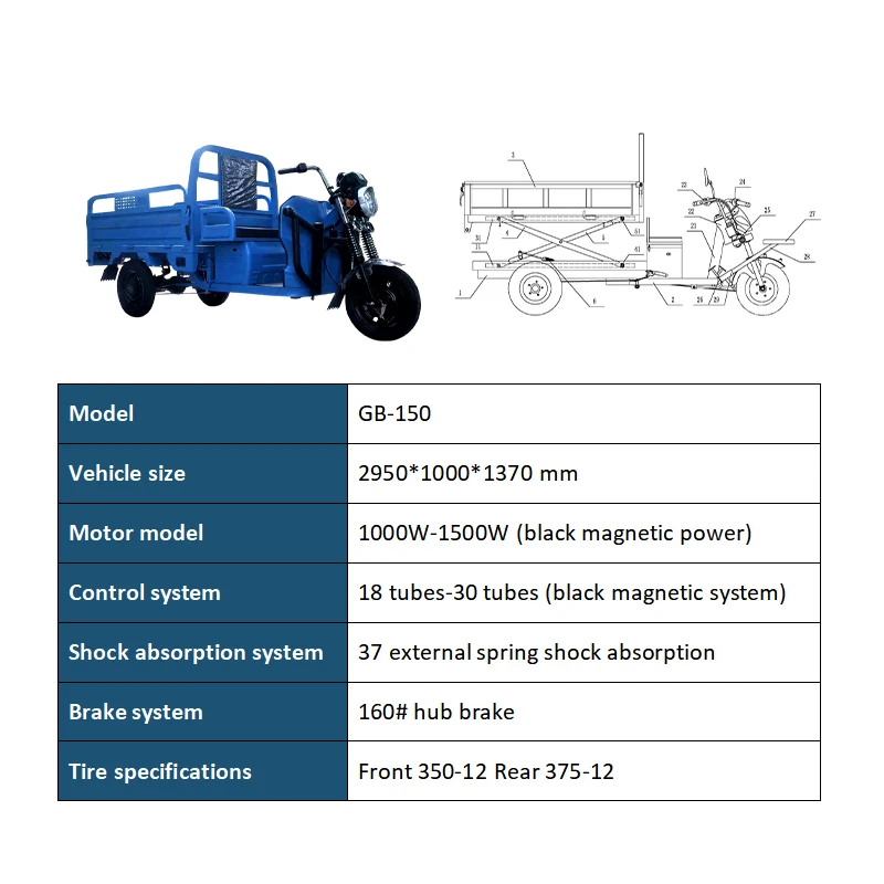 2024 New Design Cargo three wheels electric tricycles with strong power