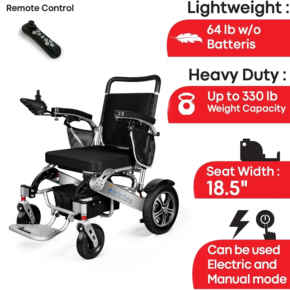 Baichen Hot Selling High Quality Light Power Electric Wheelchair Rehabilitation Therapy Supplies High-strength Aluminum Alloy