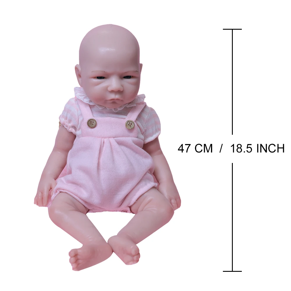 18.5inch Real Reborn Doll Baby Silicone Body(girl) Newborn Baby Lifelike Painted Skin With Pacifier bottle and outfit for gifts
