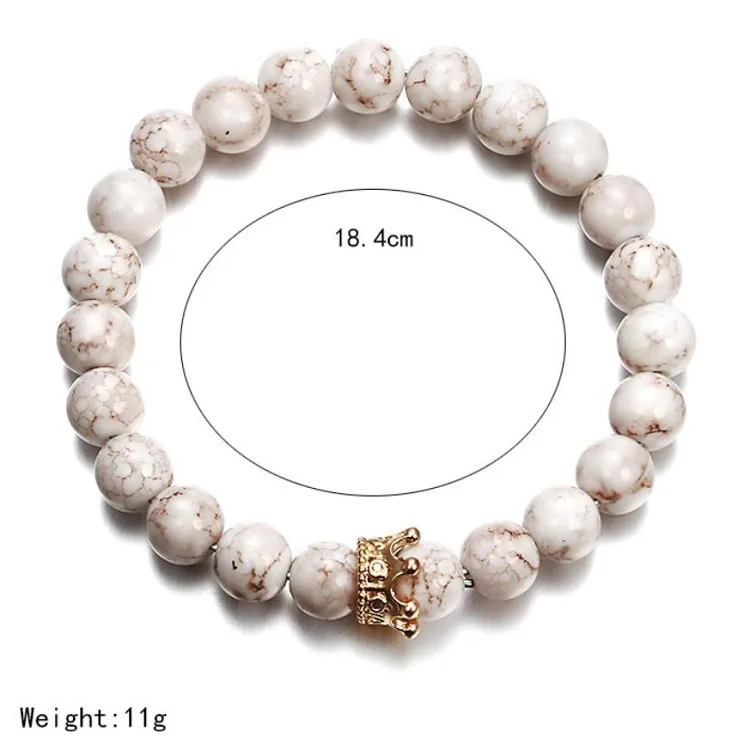 White stone crown bracelet volcanic stone bracelet men volcanic stone bracelet