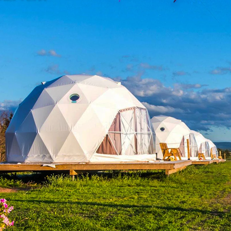 6m Outdoor Hotel Luxury Glamping Geodesic Dome Clear PVC Igloo Tent House With Bathroom