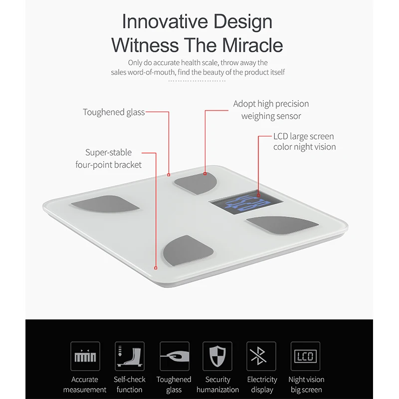 250kg Eight-Electrode Body Fat Analyzer Scale Digital Body Fat Scale Fitness Health Scale