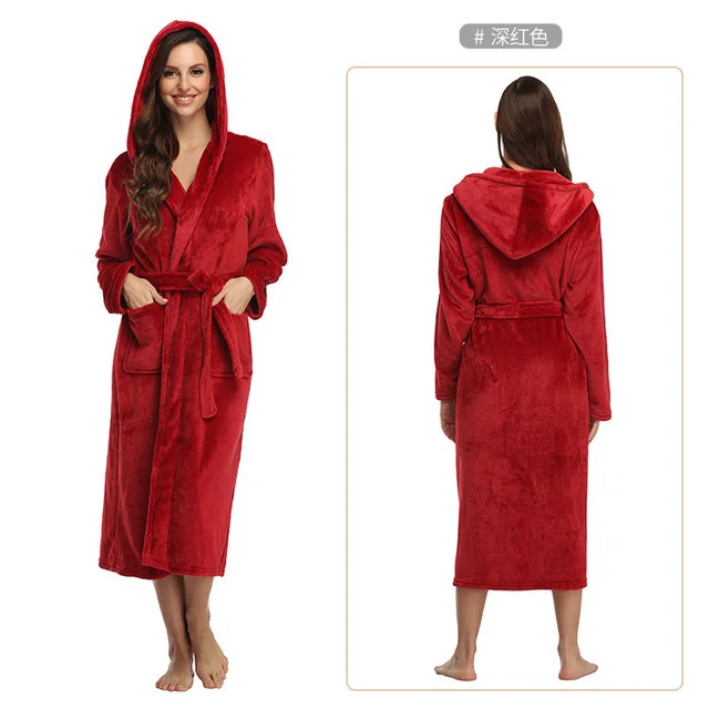 Custom Classic Design Flannel Robe Women Bathrobe Hooded Pajamas Fleece Robe with Hood