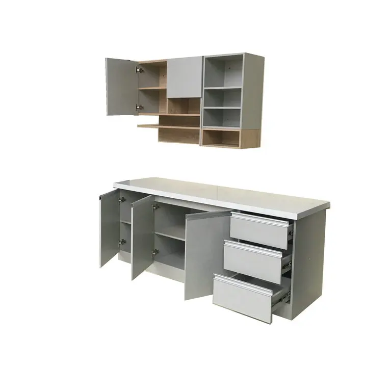 Melamine door G handle hang simple thailand white oak standing kitchen cabinets designs