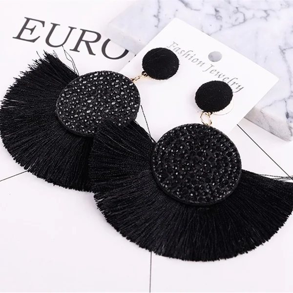  Богемные серьги ручной работы этнические с кисточками и стразами