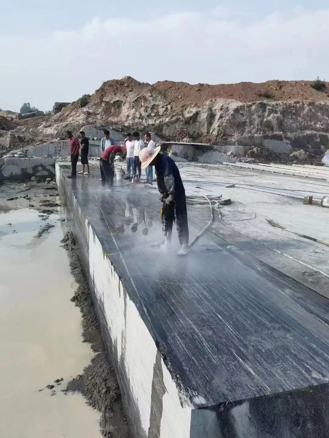 China natural stone wall clading pool paving landscape mural rock Night Snow granite