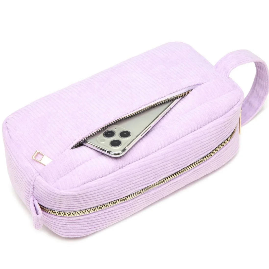 Large Capacity Corduroy Makeup Pouch Portable Makeup Organizer Bag for Accessories