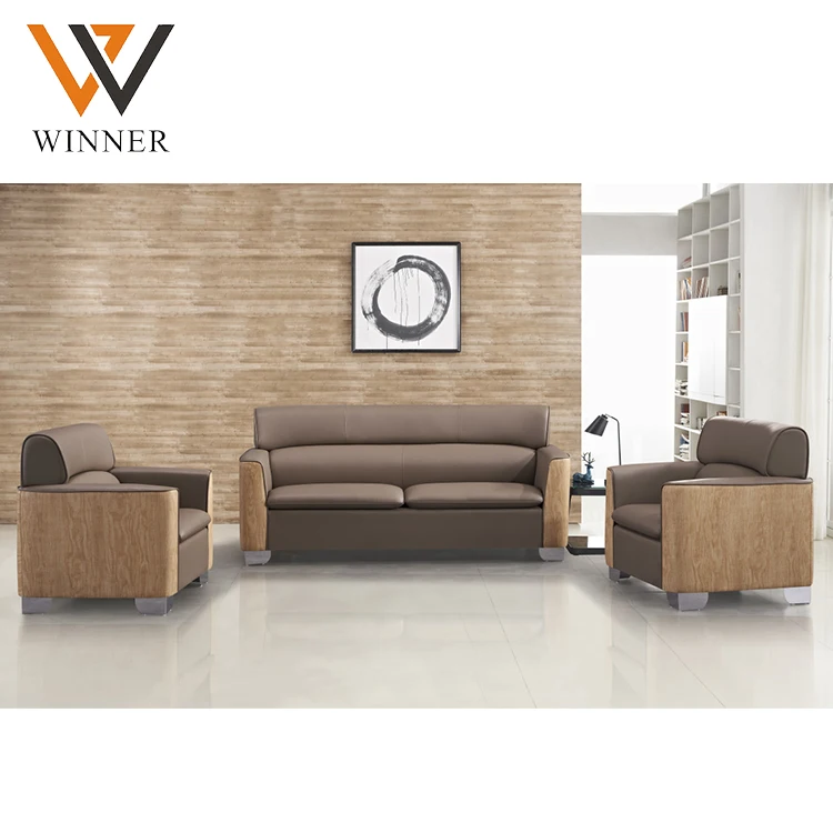 Sitting area 3 seater home furniture sofa with stainless legs boss PU modern leather office sofa set