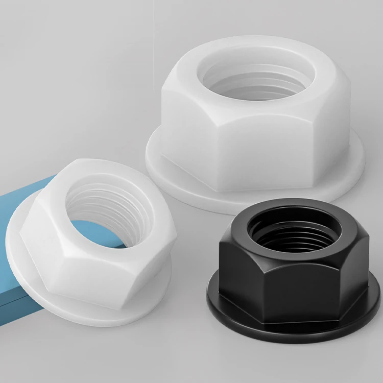 DIN6923 Nylon flange nutM6 M8 M10 M12  PA66 Plastic Nylon Black White Color Serrated Hex Hexagon Flange Nut