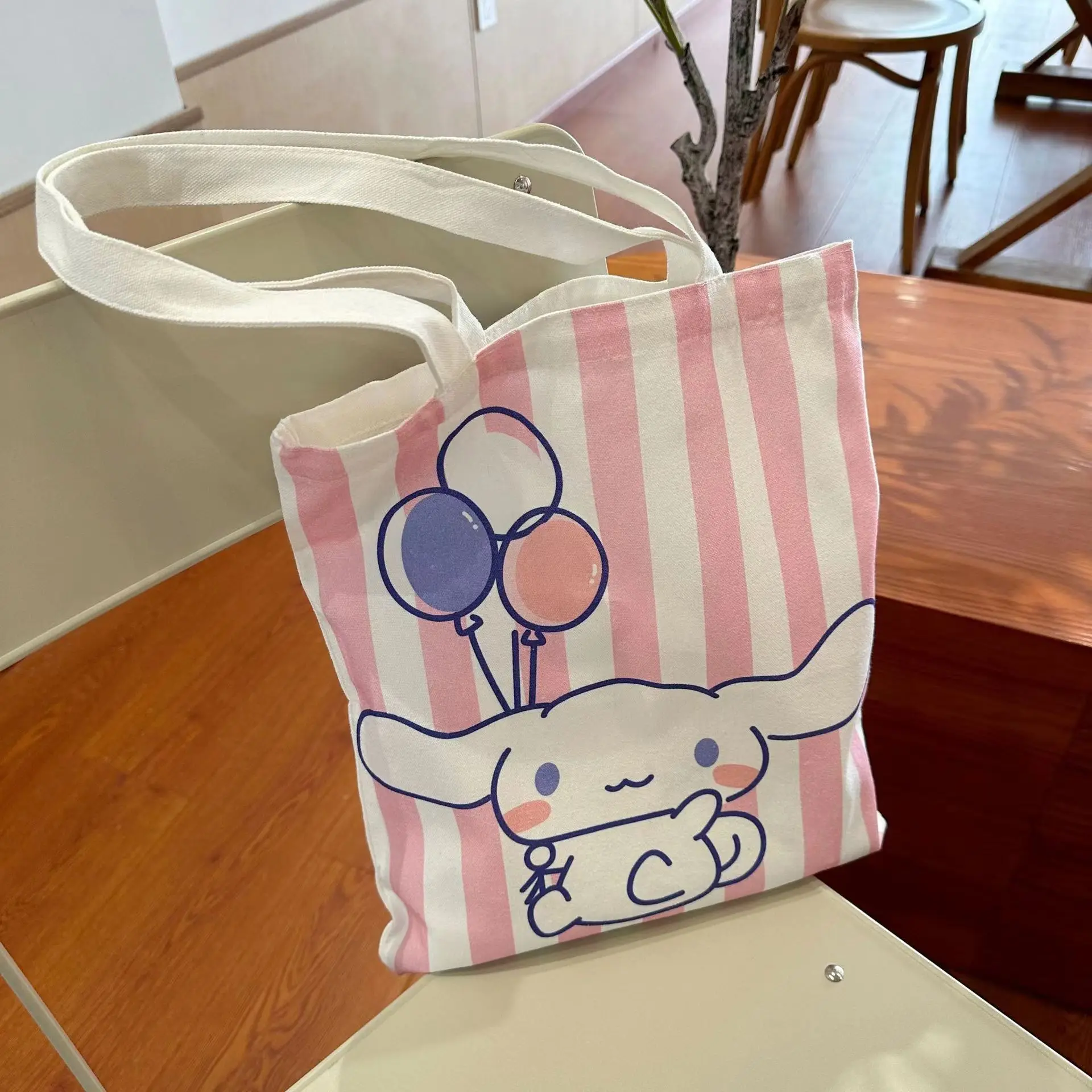 stock Kawaii Student Tutorial Bag Cute Cartoon Anime Kuromi Melody Kitty Shopping Bags Canvas Sanrioes Shoulder Bag