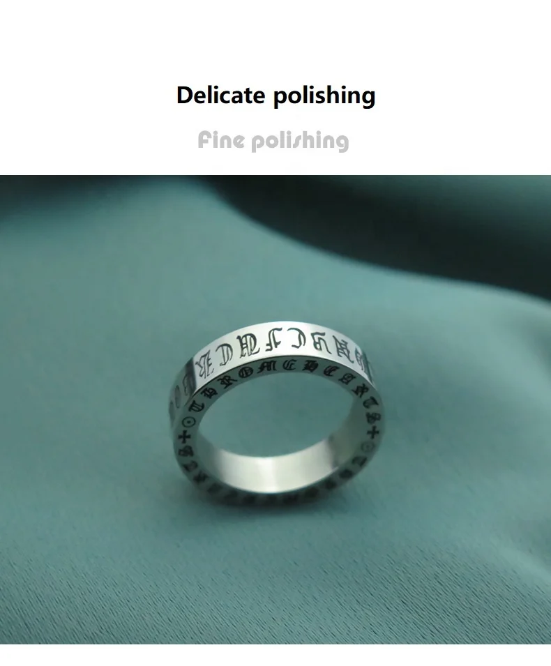 Hot sale High polished punk round men ring roman numerals titanium steel   birthday party gift rings