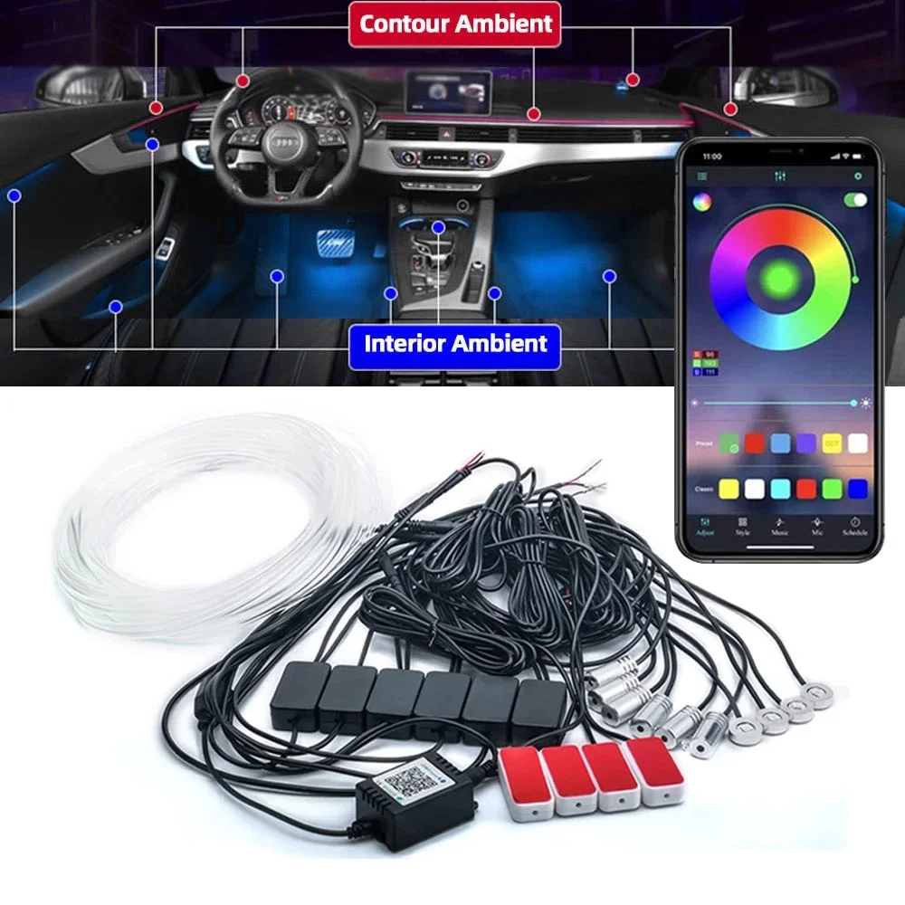 14 In 1 Car Interior atmosphere light Decoration strip light Auto Ambient lamp Led RGB Dashboard Neon Light Strip For Car Suv