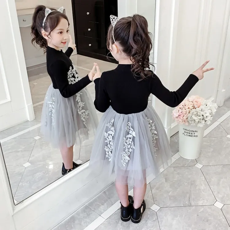 DRMKBB1808B01 2019 Autumn New Arrival Girls Dress Fashion Design Girl Lace Dress High Quality Vintage Girl Dress