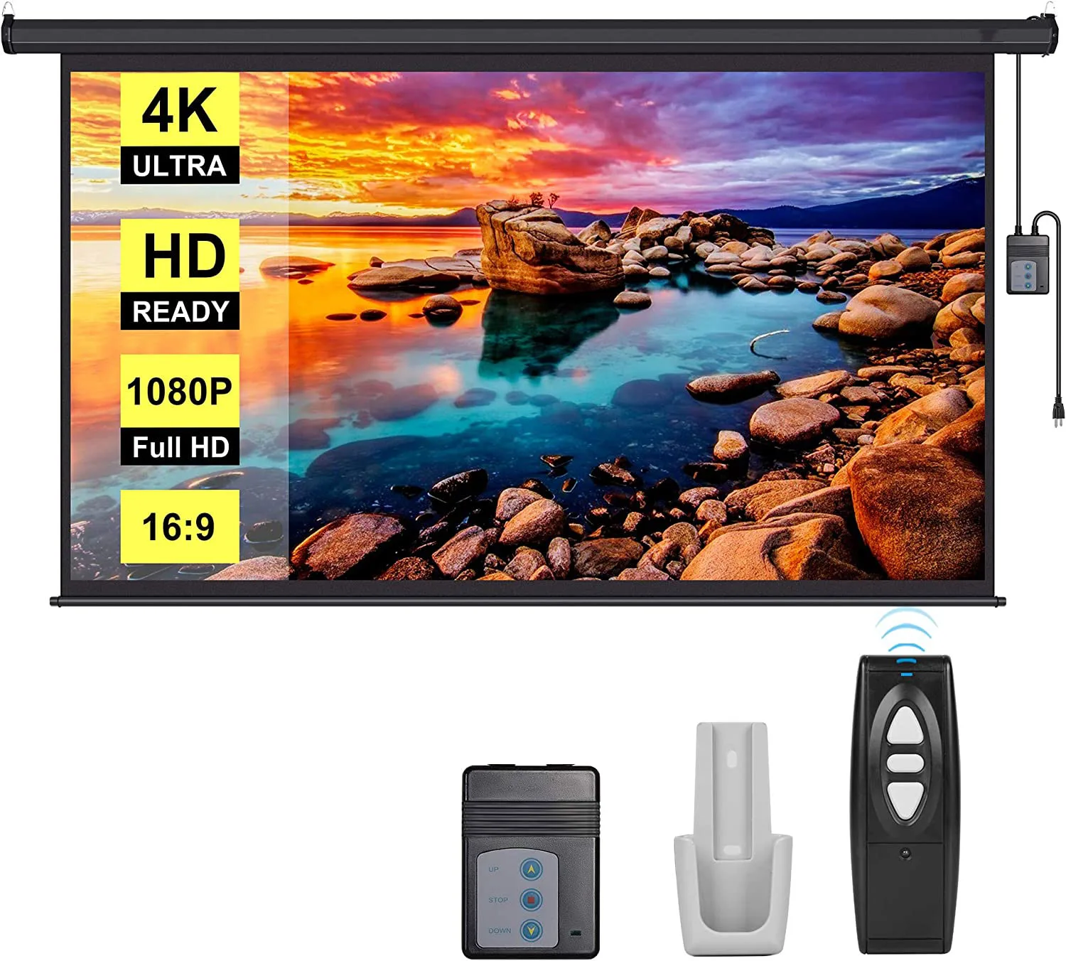 60 72 84 92 100 120 150 inch Motorized Projection Screen 4:3 16:9  Electric Drop Down Projector Screen with Remote control