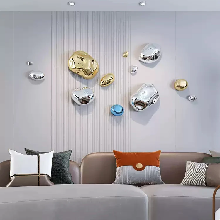 Luxury Home Decor Shape 3D Wall Art Custom Relief Hanging Decor Abstract Stone Modern Wall Metal Sculpture