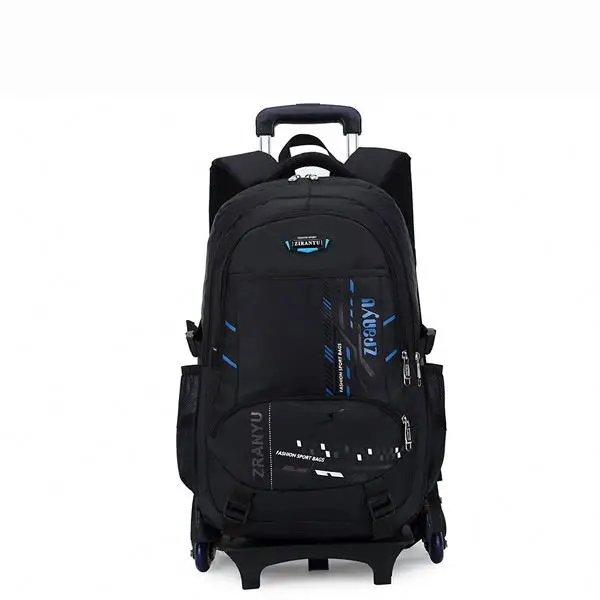 Triple Wheel Stair Climber Removable Trolley School Backpack