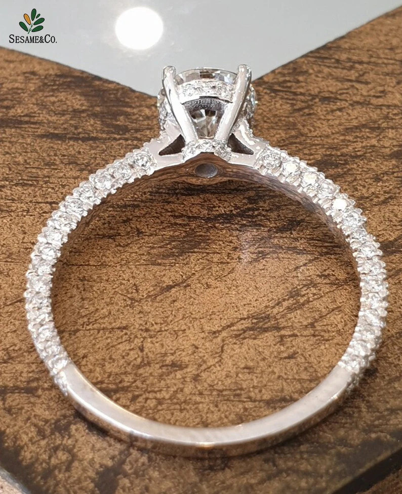 Unique Design Engagement Ring Diamond 18k White Gold Eternity Diamond Band Solitaire Diamond Engagement Rings For Women