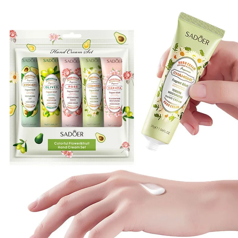 ZRKGEL Fashion 6 Pack Hand Cream for Dry Cracked Hands Natural Plant Fragrance Hand Care Cream Christmas Gift Set