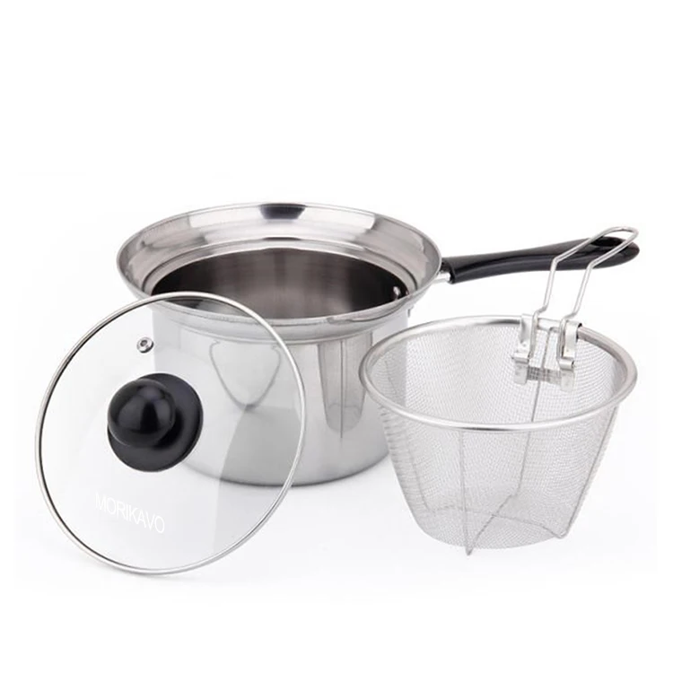 
Morikavo 20cm Stainless steel steaming hot pot, pasta cooking pot with folding handle colander 