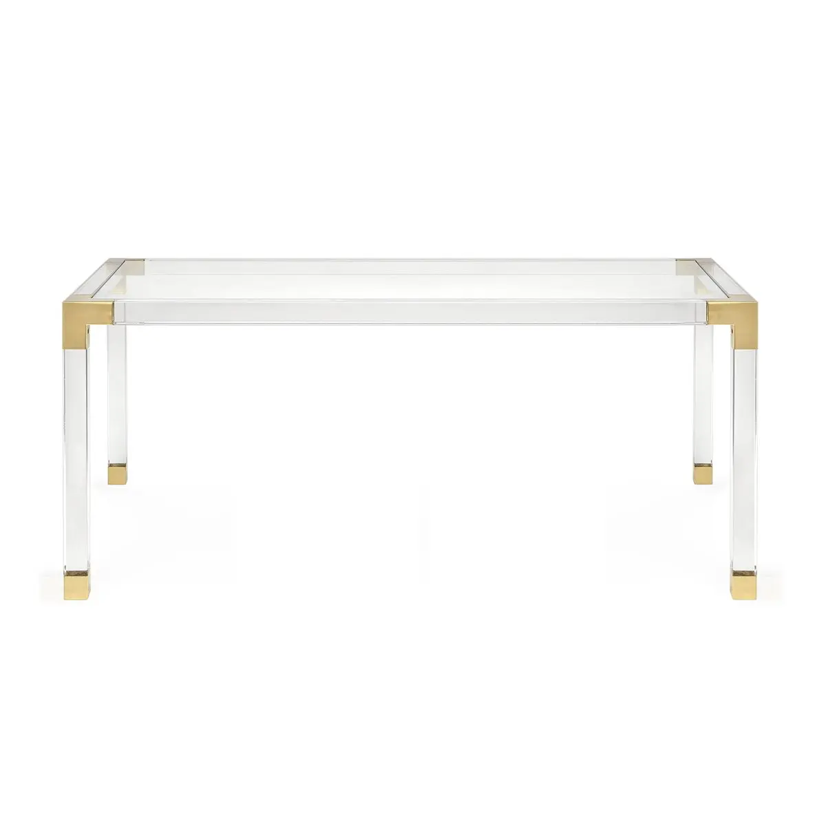 Popular Acrylic Coffee Table with gold metal corner home furniture customized