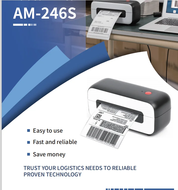 AM-246S High Quality Cheap 4x6 Thermal Shipping Label Printer Supports FedEx UPS Amazon eBay
