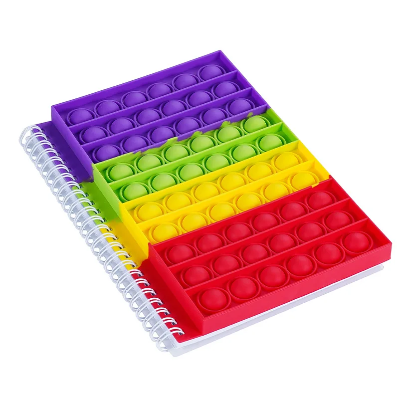 Popular silicone poppet colorful sensory cover school pops bubble push fidget notebook