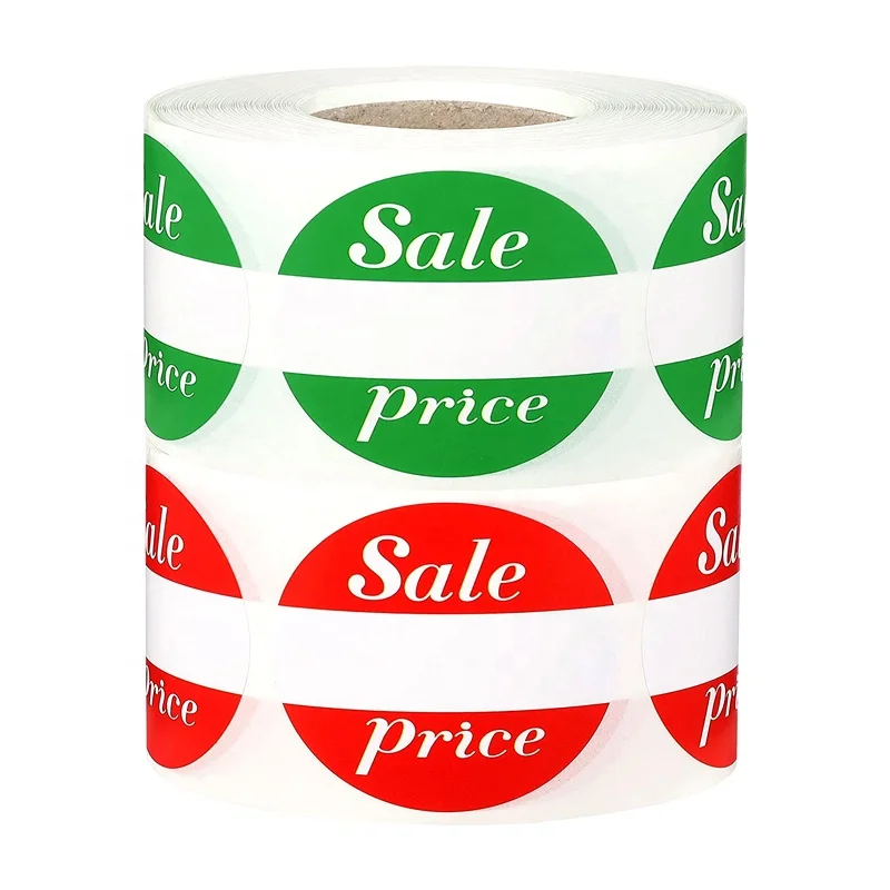 Garage Sale Flea Market Pre-Priced Pricing Stickers in Bright Colors (Yellow/Red/Green/Cyan) 3/4 inch in Diameter