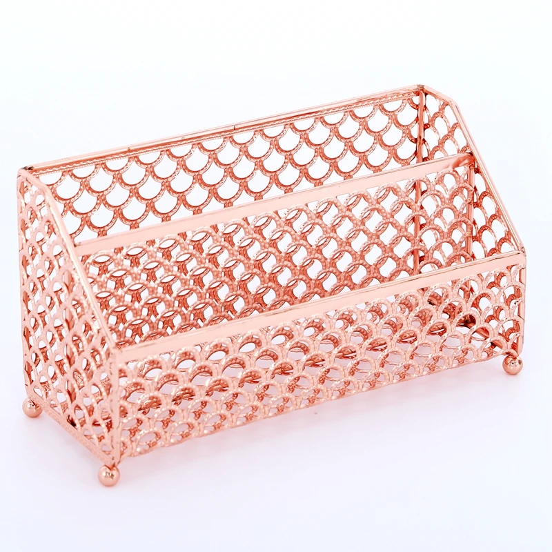 Desk Mail Organizer Small File Holders Rose Gloden Letter Metal Mesh A4 A5 Document for
