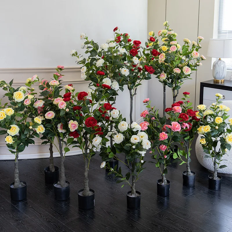 Роскошные Искусственные деревья камелии: Изысканная зелень для элегантного декора гостиной и реквизита фотографии