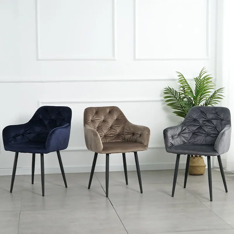 Wholesale Home Furniture Metal Legs Cafe Restaurant Sillas Chairs Velvet Fabric Dining Room Chairs