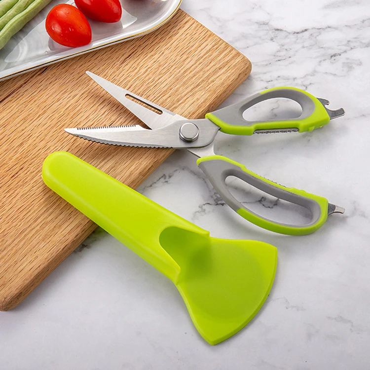 Kitchen accessories shears chicken scissor with nut cracker multifunctional stainless steel kitchen Magnetic scissor set