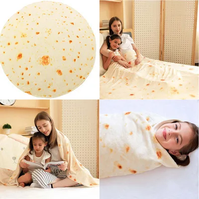 Amazon Лидер продаж супер мягкая флисовая круглая обертка Tortilla Pizza Burrito детские одеяла фланелевые