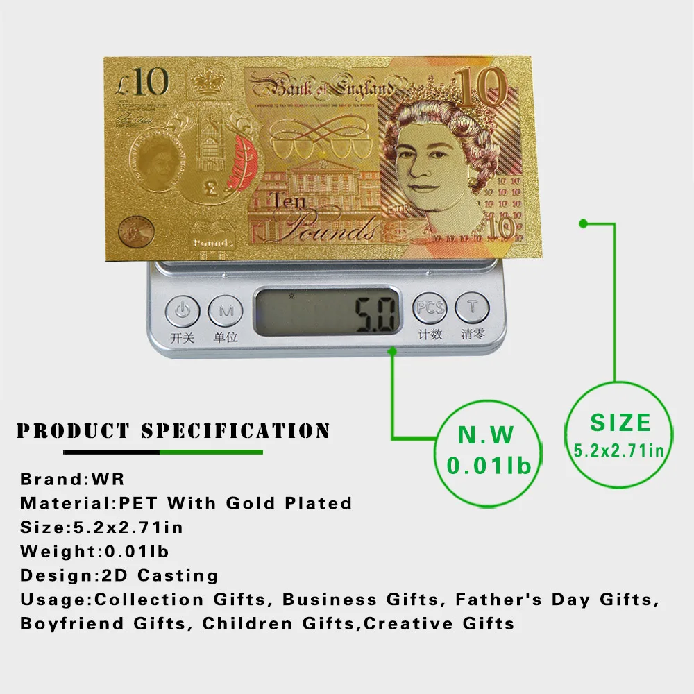 Factory wholesale amazon hot sale souvenirs 24k gold foil printing banknote prop fake money