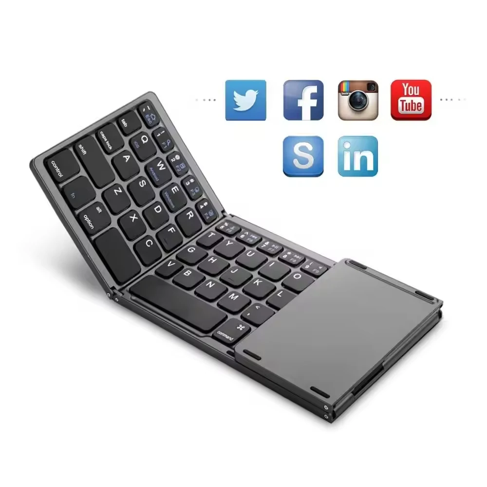 Mini Folding Bluetooth Keyboard Bluetooth Foldable Mini Keyboard For pc touchpad Portable Wireless Folding Keyboard