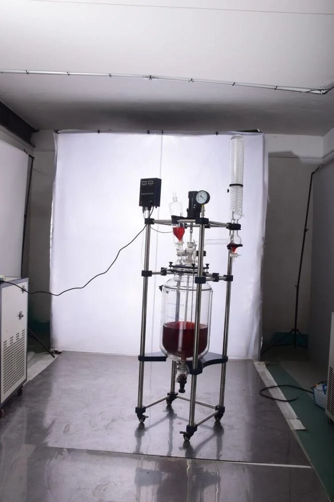 Factory Price WTGR-20D Speed-adjustable Double-layer 20L Jacketed Glass Reactor Tank for CBD Oil Distillation