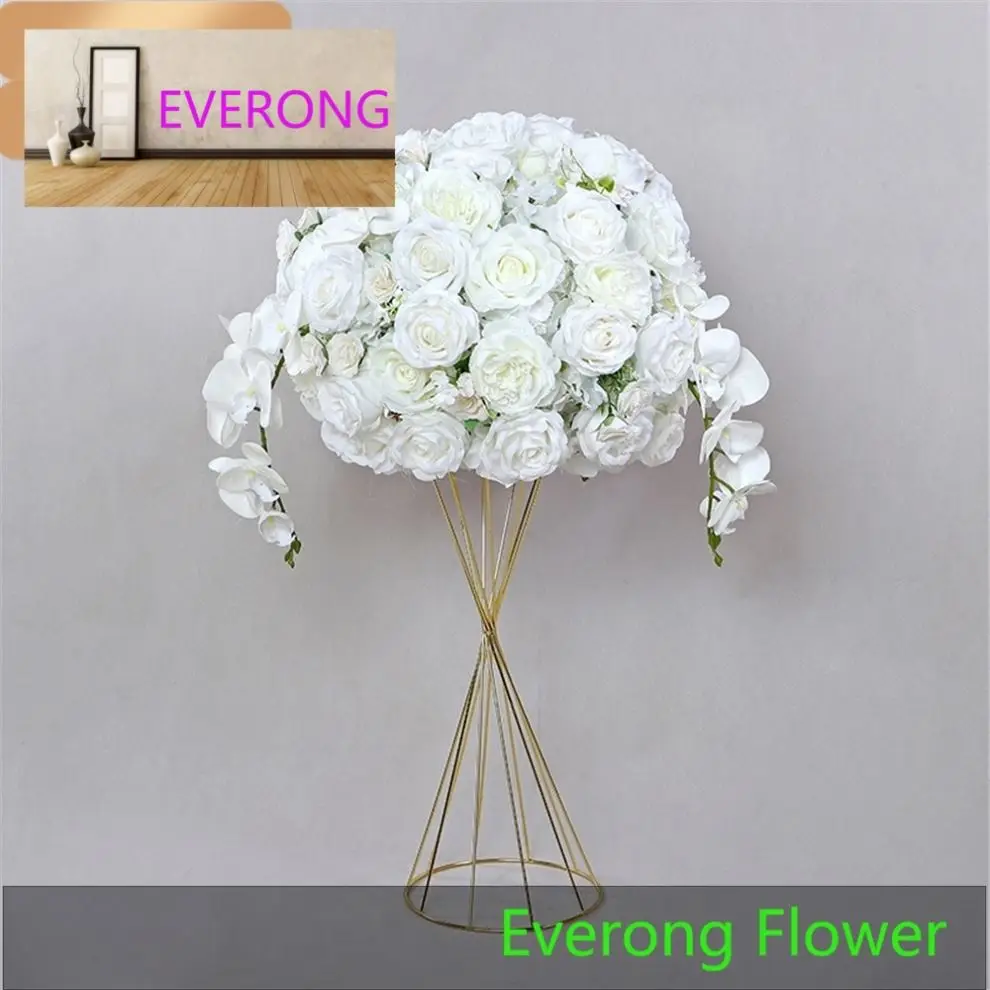 EV-44101 EV hot selling Artificial Flowers Artificial White Silk Orchid Rose Table Kissing Wedding Flower Ball Centerpiece