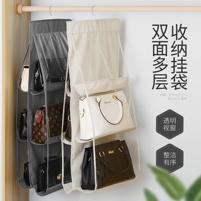 hanging multi-layer anti dust bag Hanging bag with six pockets storage handbag containers and holders