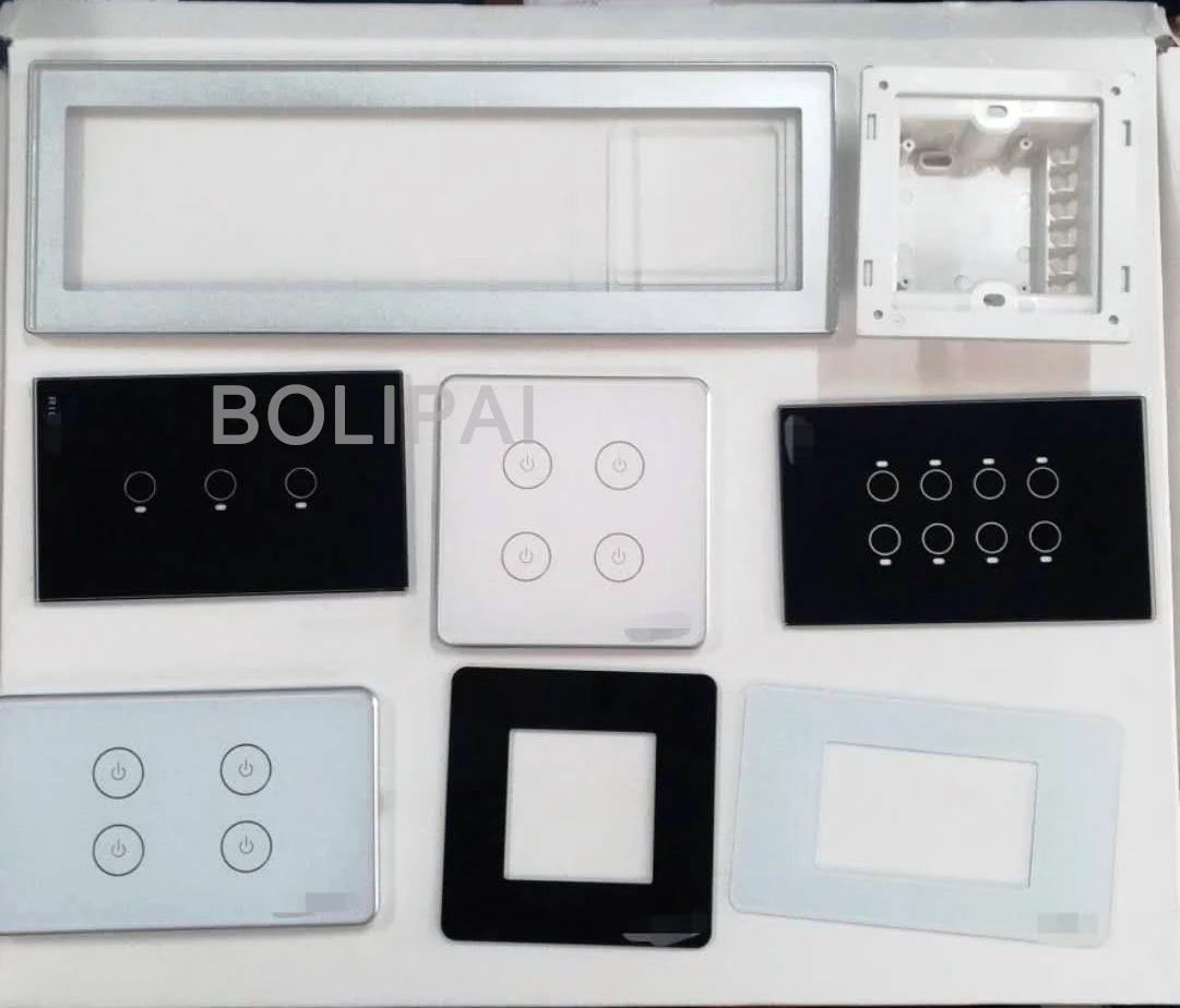 EU Standard White Grey Black Golden Color Tempered Glass  Electrical Wall Switch and Socket